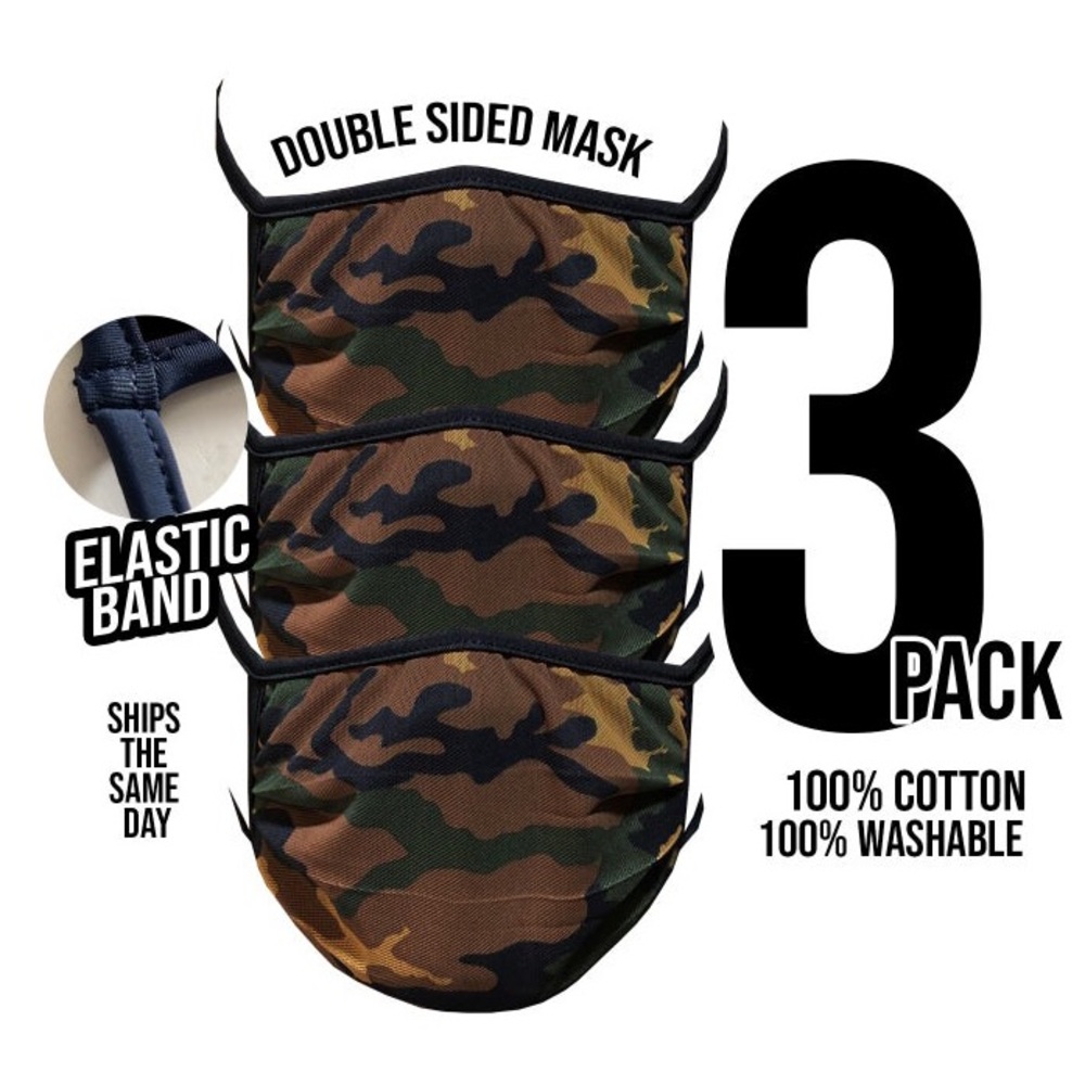 Camouflage Black Face Mask Cover Reusable